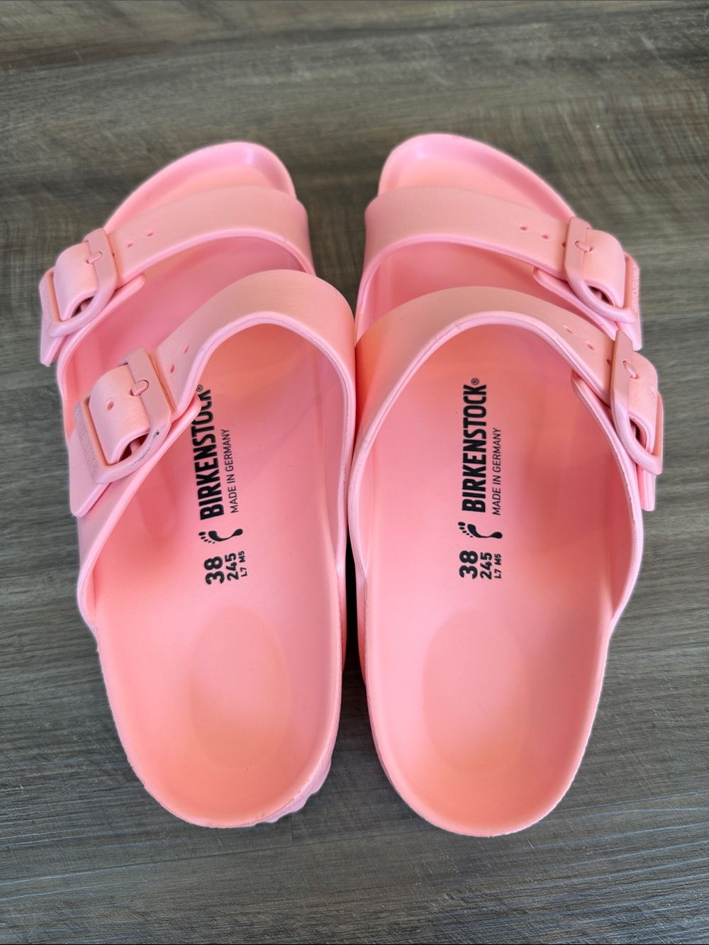 Birkenstock Women’s Coral Pink Two-Strap EVA Sandals - Picture 2 of 6